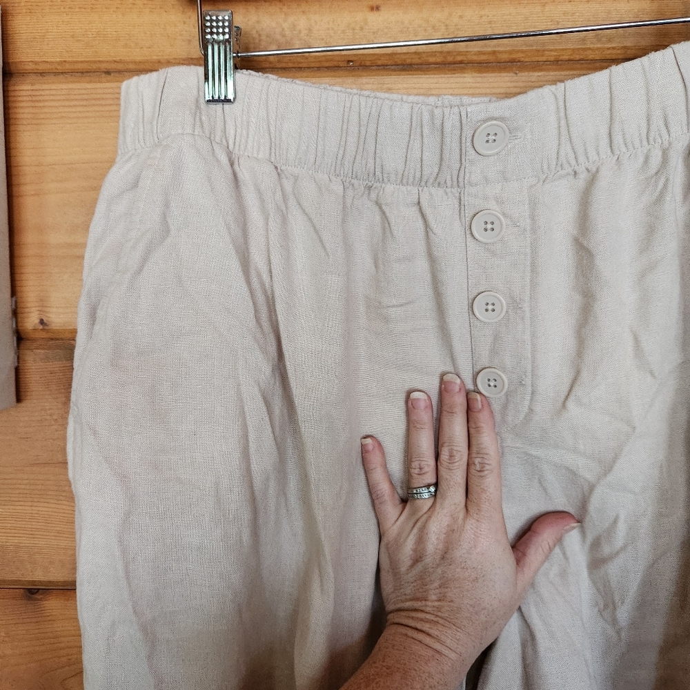 Loft‎ High Rise Straight Linen Blend Pants Crop Capri Stretch Petite Sz XL X 24" - Picture 4 of 10